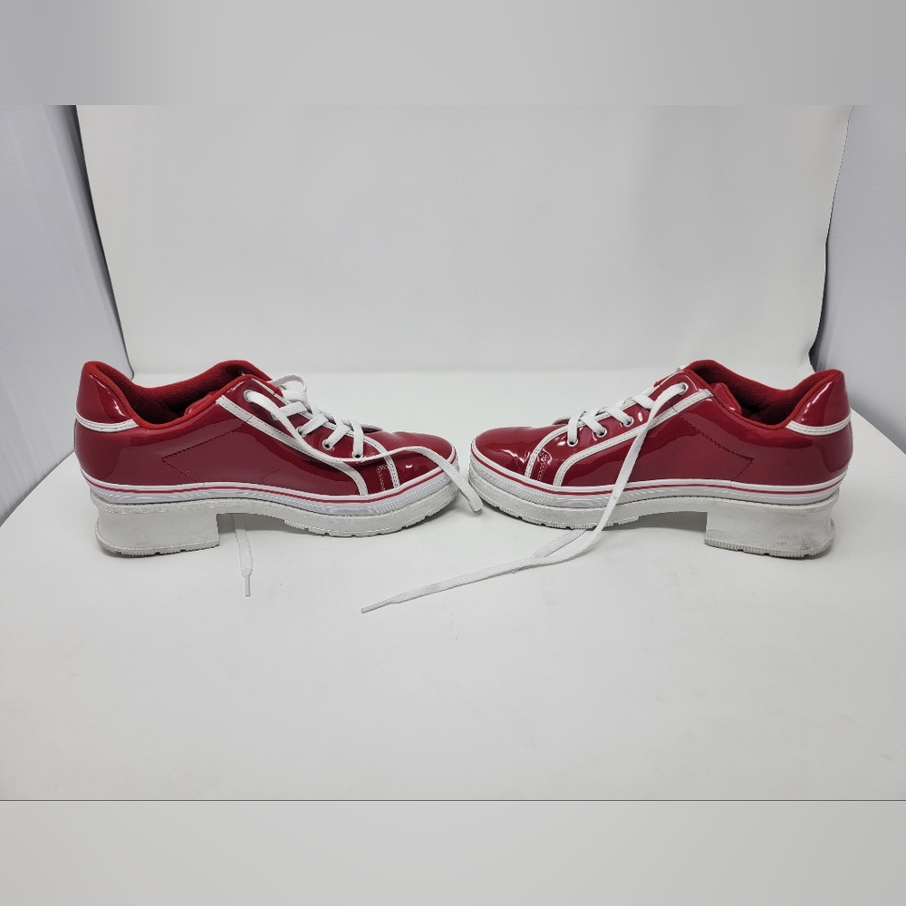 Skechers Heartbeats Loud Sneakers Women 9.5 Shiny Red White Y2K Chunky Heel - Picture 7 of 8